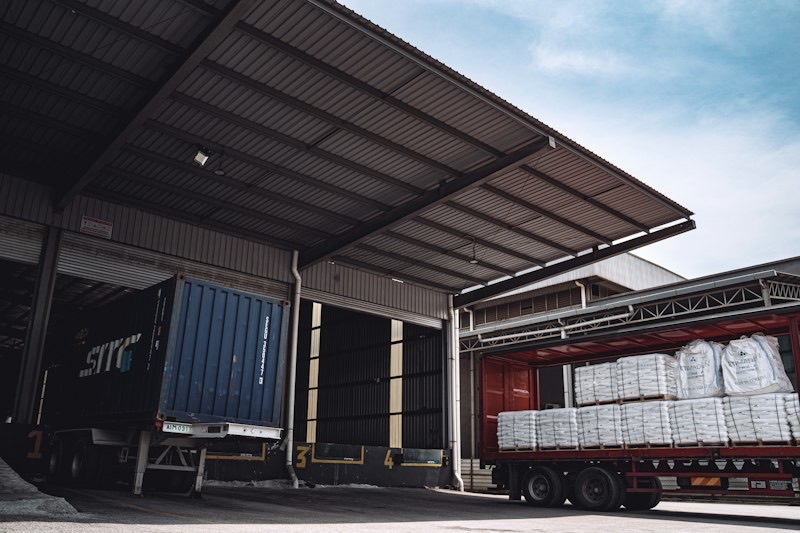 Truck loaded with bulk bags at a loading bay
