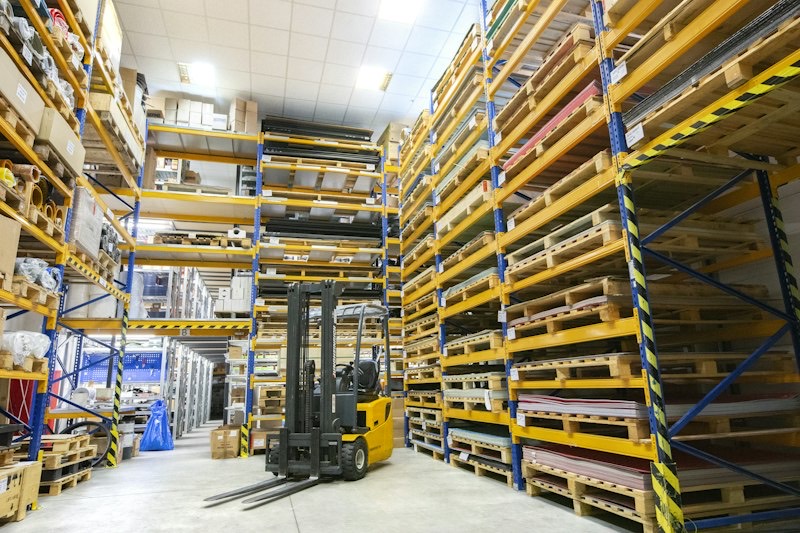 Large warehouse with pallets
